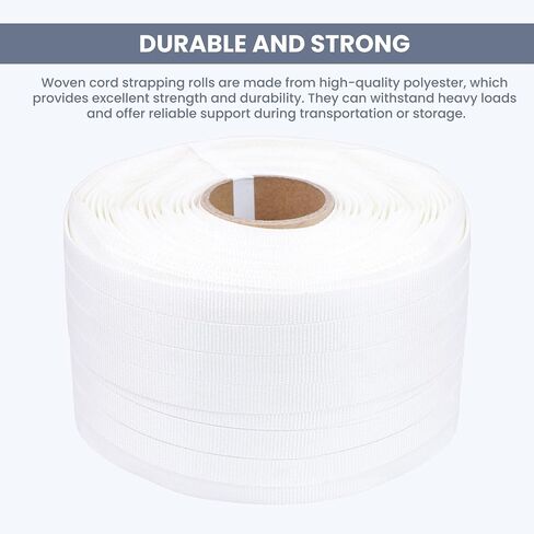 3/4" x 985' Woven Cord Strapping Roll, 3306lbs Break Strength, Heavy Duty Banding Pallet Packaging Strapping by U.S. SOLID in Saudi Arabia