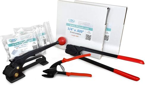 IDL Packaging - B.SSK.34.200 Portable 3/4" x 200' Steel Strapping Kit, 1700 lbs Break Strength – Full Packaging Strapping Solution – Standard Banding Kit in Saudi Arabia