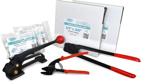 IDL Packaging - B.SSK.34.200 Portable 3/4" x 200' Steel Strapping Kit, 1700 lbs Break Strength – Full Packaging Strapping Solution – Standard Banding Kit in Saudi Arabia