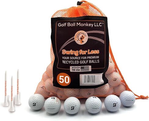 Golf Ball Monkey Cheap Recycled for Bridgestone Golf Balls White Used Golf Balls for Bridgestone e6, for Bridgestone e12, Tour BX and BRX Golf Balls & More w/ 15 Tees & Mesh Bag in Saudi Arabia
