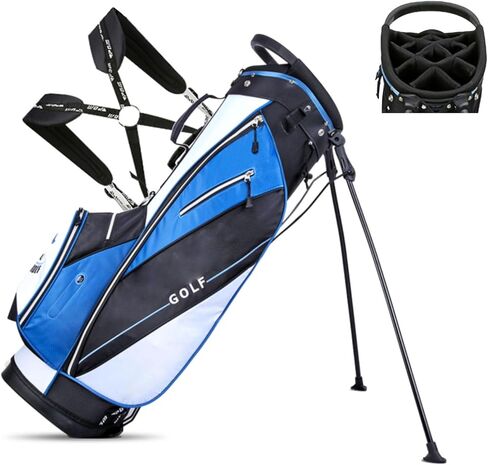 حقيبة Ling Liu Golf Stand مع 14 طريقة فواصل علوية، حقيبة جولف خفيفة الوزن للرجال والنساء، حقائب جولف مع حامل جيوب متعددة توسيع حزام مزدوج، غطاء غطاء مقبس in Kuwait
