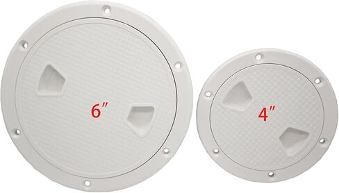 4 Pack 4" 6" Boat Round Non Slip Inspection Hatch,Detachable Cover and Pre-drilled Holes in Deck Plate White with Screw in Kuwait