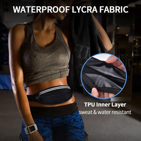 Running Belt, Filoto Fanny Pack Belt Bag with 2 Zipper Pockets, Hands-Free Wallets Waist Pack Phone Bag for Women Men Reflective Runner Pouch Belt for Enjoy Sports Festival Workout Traveling in Saudi Arabia