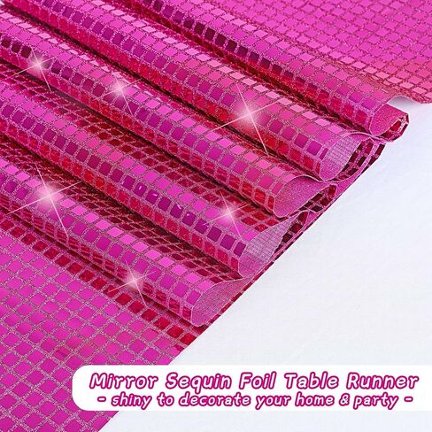 durony 2 Pack Disco Party Table Runner Mirror Hot Pink Glitter Foil with Sparkle Sequin Table Runner for Bachelorette Party 70s Party Disco Cowgirl Party Decorations in Saudi Arabia