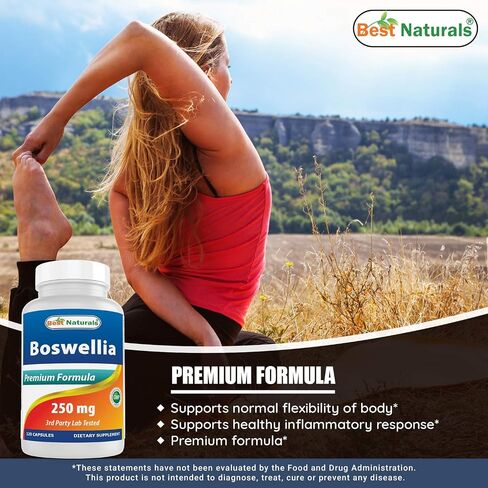 Best Naturals Boswellia Serrata Joint Health 250 mg 120 Capsules - Standardized to 65% Boswellic acid (120 Count (Pack of 1)) in Saudi Arabia