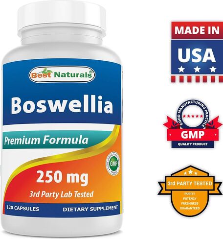 Best Naturals Boswellia Serrata Joint Health 250 mg 120 Capsules - Standardized to 65% Boswellic acid (120 Count (Pack of 1)) in Saudi Arabia