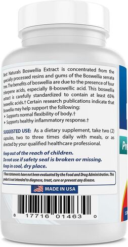 Best Naturals Boswellia Serrata Joint Health 250 mg 120 Capsules - Standardized to 65% Boswellic acid (120 Count (Pack of 1)) in Saudi Arabia