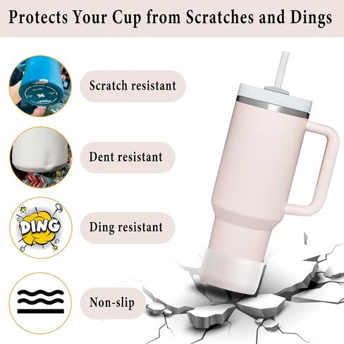 2-Pack Silicone Boot for Stanley Tumbler 40 oz 30oz 20oz & Hydro Flask 12-24oz - Cup Boot for Select Yeti, Simple Modern, Owala Water Bottle - Bottom Protector Cover Sleeve Fit Stanley Cup Accessories in Saudi Arabia