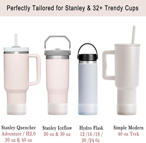 2-Pack Silicone Boot for Stanley Tumbler 40 oz 30oz 20oz & Hydro Flask 12-24oz - Cup Boot for Select Yeti, Simple Modern, Owala Water Bottle - Bottom Protector Cover Sleeve Fit Stanley Cup Accessories in Saudi Arabia