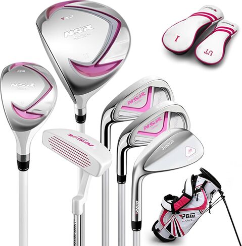 PGM Left Handed Golf Club Set - Junior Complete Golf Club Set for Kids Children - Driver(#1), Hybrid, Iron(#7,#9,#S), Putter, Golf Stand Bag in Saudi Arabia
