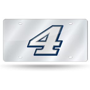 NASCAR Kevin Harvick رقم 4 موسم 2021، علامة Rico Industries Premium Auto المعدنية المقطوعة بالليزر - لوحة أمامية بالحجم الكامل - مقاومة للطقس - خلفية فضية، رقم السائق النابض بالحياة - أظهر فخرك حول المدينة