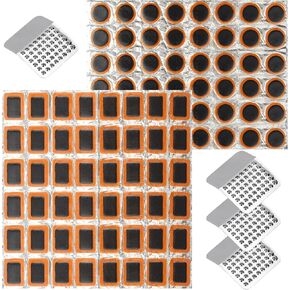 100PCS Bicycle Tube Patch Kit - 96PCS Inner Glueless Bike Tire Repair Patches and 4 Metal Tire Rubbing Files, Flat Tire Repair Kit for Lightweight Bike, Scooter, Motorcycle, CyclingTire Tube Patch