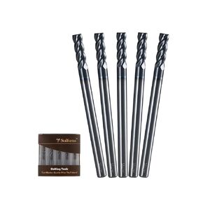 3/16" Carbide Square Nose End Mill Set (5 Pcs), 4 Flute CNC Mill Bits Tools for DIY & Professional, Solid Carbide Cutter (Tungsten Carbide + Cobalt) for Milling Steel and Metals (5Pcs, 3/16)