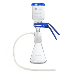 Lab Vacuum Filtration Distillation Apparatus, Borosilicate Glass Vacuum Filtration Assembly Filter Set with 250ML Filtering Flask, 300ml Graduated Funnel and A Rubber Tube