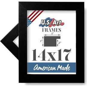 US Art 14x17 Black 1 Inch Flat MDF Wood Composite, Wall Decor Picture or Poster Frame