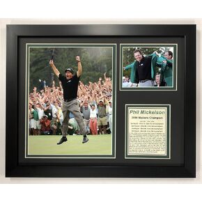 Legends Never Die PGA Phil Mickelson 2004 Masters Champion Framed Double Matted Photos, 12" x 15", (12943U)