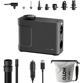 HOTO Air Pump Master, Portable Cordless Tire Inflator for Car Bike, Electric Air Pump with 9 Pump Modes, Dual-Power Option for Inflatable Pool Floats, Paddle Board, Sup, Air Mattress, Kayak, Tent