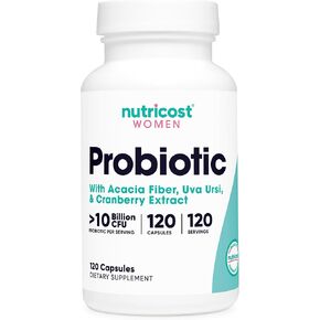 Nutricost Probiotic for Women 10 Billion CFU, 120 Capsules - Complex with Acacia Fiber, Uva Ursi & Cranberry Extract, Non-GMO & Gluten Free