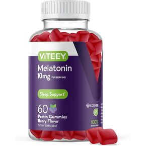 Melatonin 10mg Sleep Gummies for Adults and Teens - Restful Sleep Aid Melatonin Gummies, Sleep Support - Vegan, Gelatin Free, Gluten Free, GMO Free, Tasty Chewable Berry Flavored Gummy