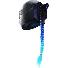 GLEAVI Helmet Pigtails with Bow Knot: Ponytail Bicycle Helmet Gradient Ramp Helmet Braids Ponytail with Suction Cup(Helmet not Included)