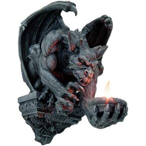 Pacific Giftware Menacing Winged Gargoyle Candle Holder Wall Sconce Sculpture Wall Decor 12.5 Inches