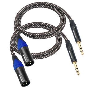 2Pack 1/4" to XLR Cable,Heavy Duty Nylon Braided,Gold Plated Plug,Balanced 1/4" TRS to XLR Male Patch Cable, Quarter Inch 6.35mm to 3pin XLR Male Microphone Cable -6.6ft