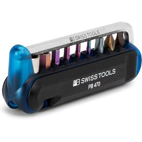PB Swiss Tools Bike Multitool PB 470 | 100% Swiss Made | Pocket Tool with Bits, Allen Key, Steel Adapter, Tire Lever for Mountain and Road Bike, Bicycle, E-Bike