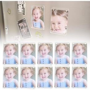 Pack of 10 Acrylic Fridge Magnetic Picture Frame - 2.36 x 3.54 Inch Magnetic Frames for Refrigerator, Clear Acrylic Magnetic Picture Frame, Fridge Magnets for Pictures