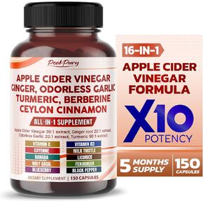 Apple Cider Vinegar 9000mg Ginger 1000mg Odorless Garlic 600mg Turmeric 1000mg Berberine 600mg - Made in USA