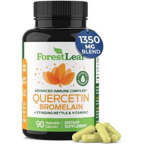 ForestLeaf - Quercetin 500mg - Quercetin with Bromelain, Vitamin C & Stinging Nettle Veggie Capsules - Advanced Quercetin Supplement (Unflavored 90 Count (Pack of 2))