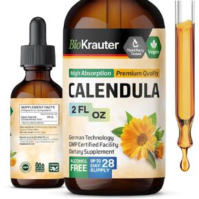 Calendula Tincture - Calendula Flowers Supplement - Marigold Extract - Alcohol and Sugar Free - Vegan Drops 2 Fl.Oz.