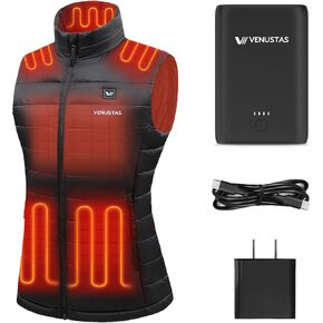 Venustas [Upgraded Battery Women's Heated Vest(Size Large) with Battery Pack, Plus 35W Fast-Charging Adaptor, Up to 12H of Runtime in Saudi Arabia
