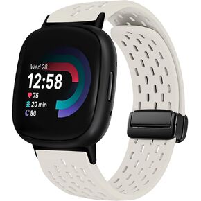 سوار رياضي مغناطيسي مضاد للعرق متوافق مع Fitbit Sense 2/Fitbit Versa 4/Fitbit Sense/Fitbit Versa 3، أربطة سيليكون ناعمة مقاومة للماء ومسامية للرجال والنساء