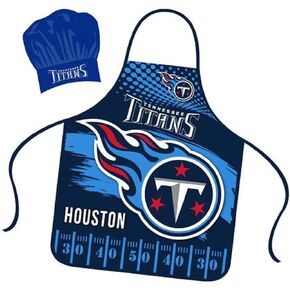 Tennessee Titans Apron Chef Hat Set Full Color Universal Size Tie Back Grilling Tailgate BBQ Cooking Host