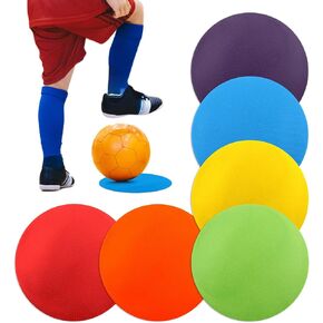 6PCS 9 inch Poly Spots Markers, Round Multiple Color Spot Marker for Games, Rubber Non-Slip Carpet Dots for Gym/PE Training