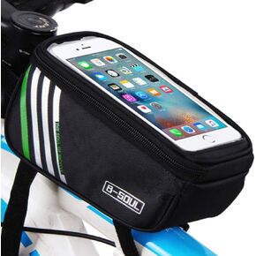 CoverON Bike Phone Mount Bag, Cycling Waterproof Front Frame Top Tube Handlebar Touch Screen Holder Bicycle Pouch Case for iPhone/Samsung/Android - Black
