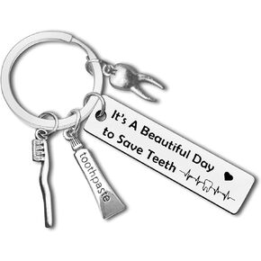 Dentist Gifts Dentist Keychain Gifts for Men Women Funny Dental Hygienist Gifts Dentist Assistant Jewelry Keyring Dentist Graduation Gift Dental Student Gift Nurse Dentist Office Orthodontist Gift
