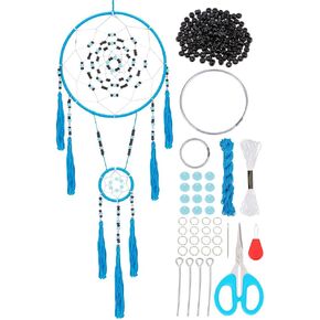 Handmde Blue Dream Catcher Kit Make Your Own Dreamcatcher Kit Dream Catcher Wall Hanging Kit with Tassels and Instruction for Bedroom Wall Decor Nursery Room Wedding Party
