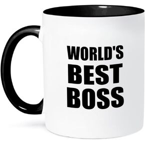 3dRose Worlds Best Black-Text Design For The Greatest Boss Mug, 11 oz