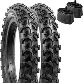 YUNSCM 2-PCS 12.5" Bike Tires 12 1/2x2 1/4 (62-203) and 12.5" Heavy Duty Bike Tubes Schrader Valve Compatible with Mountain/Off Road Bike 12 1/2x2 1/4 (12.5X2.25) Bike Tires and Tubes (P-1033A)