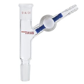 Glass Vacuum Flow Control Adapter with 2mm PTFE Stopcock at 45 Degree, 24/40 Joint