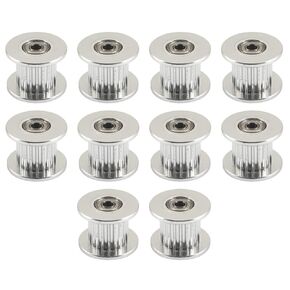 (Pack of 10)20 Teeth 3mm Bore 10mm Width Belt Silver Tone GT2 Idler Pulley Aluminum Alloy Timing Belt Pulley Wheel for 3D Printer Accessory