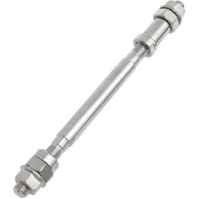 Rear Hub Axle Bicycle Axle Bike Axle 180mm/7.08 Inch Bicycle Multiple Speed Rear Hub Axle 3/8“ Silver 26TPI Hub Nut Washer Kit 1PCS