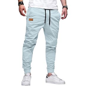JMIERR Mens Casual Joggers Pants - Cotton Drawstring Chino Cargo Pants Hiking Outdoor Twill Track Jogging Sweatpants Pants