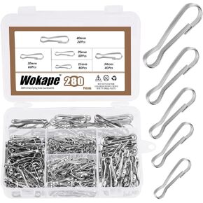 280 قطعة 304 خطافات زنبركية من الفولاذ المقاوم للصدأ، 3/4 بوصة 1 بوصة 6/5 بوصة 7/5 بوصة 8/5 بوصة ترقية معدنية 304 خطافات زنبركية من الفولاذ المقاوم للصدأ، خطاف مشبك معدني مقاوم للصدأ in Kuwait