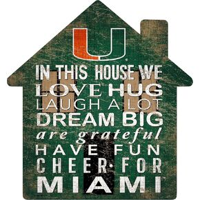 Fan Creations NCAA Miami Hurricanes Unisex University of Miami House Sign, Team Color, 12 inch