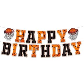 Basketball Happy Birthday Banner Basketball Theme Birthday Party Decoration Kids Teenagers Boys Men Birthday Party Bunting Sign