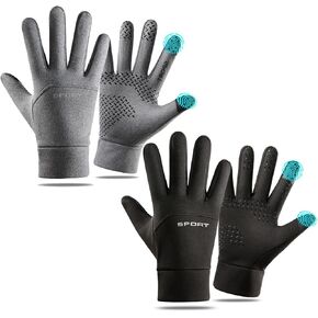 2Pairs Men & Women Winter Gloves with Touchscreen Functionality Water-Resistant Perfect for Cold Weather Activities & Outdoor Sports,Black & Gray in Kuwait