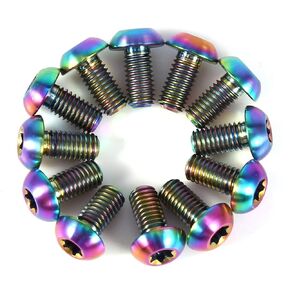 Head Bolts, 12Pcs T25 Alloy Bike Disc Rotor Bolts Cycling Fixed Stem Screws Accessory(M5x10-Colorful)