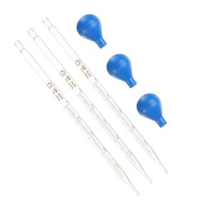 PATIKIL 10ml Dropper Pipettes, 3pcs Set Lab Graduated Scaled Tool Glass Dropper for Liquid Essential Oil Transfer, with Blue Rubber Cap